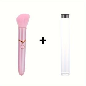 Electric Massage Stick and Beauty Vibration Massager Doubling as Makeup Blush Brush (Color: Pink+ storage box)
